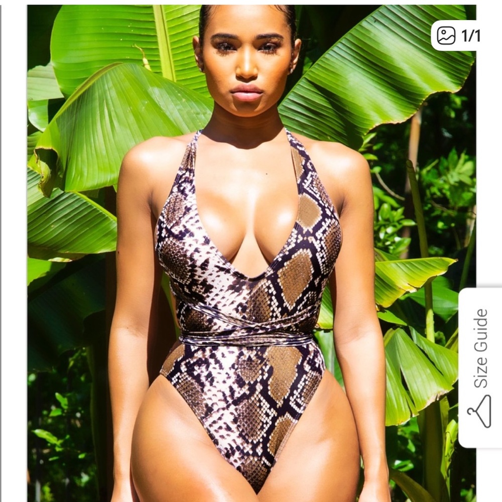 Snake Print One Piece Swimsuit